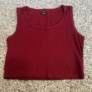 Shein Women's Cropped Tank Top - Burgundy